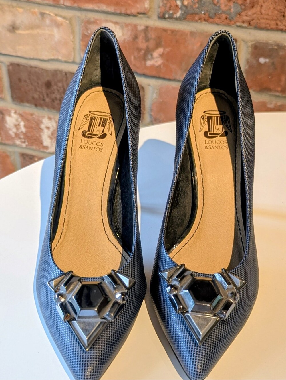 Amazing Midnight Blue Pointed Toe Embellished Pumps
